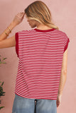 Striped Chest Pocket Crew Neck Muscle Tee- 2 Colors