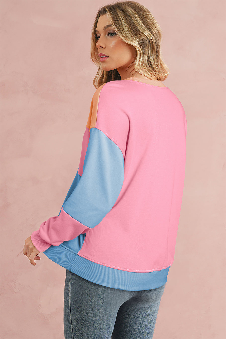 Color Block Drop Shoulder Sweatshirt- 4 Colors