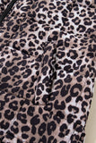 Brown Leopard Quilted Full Zipper Casual Puff Vest