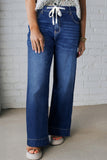 Plus Size Acid Wash Lace-Up Jeans- 4 Colors