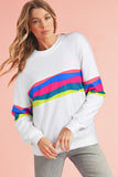Green Multicolored Wavy Striped Crew Neck Long Sleeve Top- 2 Colors