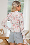 Floral Mock Neck Long Sleeve Mesh Blouse- 2 Colors
