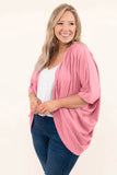 Plus Size Pink Shimmer Ribbed Texture Cardigan