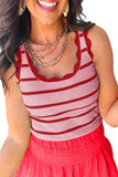 Scalloped Edge Striped Ribbed Tank Top- 2 Colors