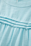 Meadow Mist Green Tie Half Sleeve Pleated Detail Babydoll Blouse