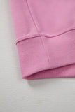 Bright Pink Lace Patchwork Raglan Sleeve Loose Fit Sweatshirt