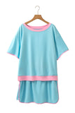 Plus Size Contrast Trim T-Shirt and Skort Two Piece Set- 3 Colors