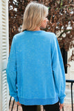 Turquoise Acid Washed Sweatshirt with Pockets