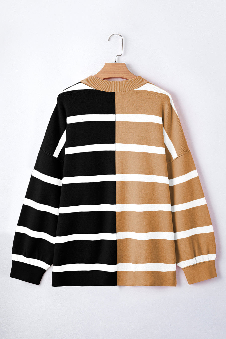 Striped Exposed Seam Patchwork Loose Fit Sweater- 4 Colors