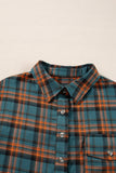 Green Plaid Long Sleeve Collar Shirt Shacket