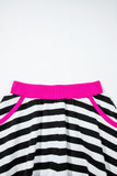 Striped Contrast Trim Long Sleeve Top and Shorts Set- 2 Colors