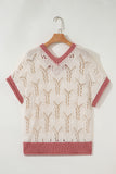 Ivory Floral Crochet Contrast Trim Knit Sweater