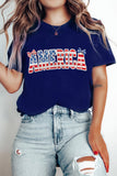 Navy Blue Coquette Bows America Short Sleeve Graphic T-Shirt