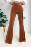 Chestnut High-Waist Corduroy Flare Pants