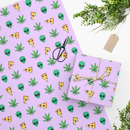 Pizza Alien Weed Wrapping Paper