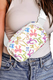 White Bow Print Crossbody Bag