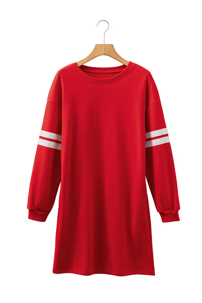 Tillandsia Purple Preppy Striped Sleeve Loose Mini Dress