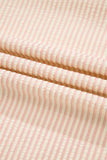 Pink Striped Pearl Beaded Bow Cuff Blouse