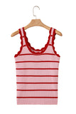 Scalloped Edge Striped Ribbed Tank Top- 2 Colors