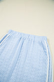 Contrast Trim Textured Crew Neck Top and Pocketed Skirt Set- 2 Colors