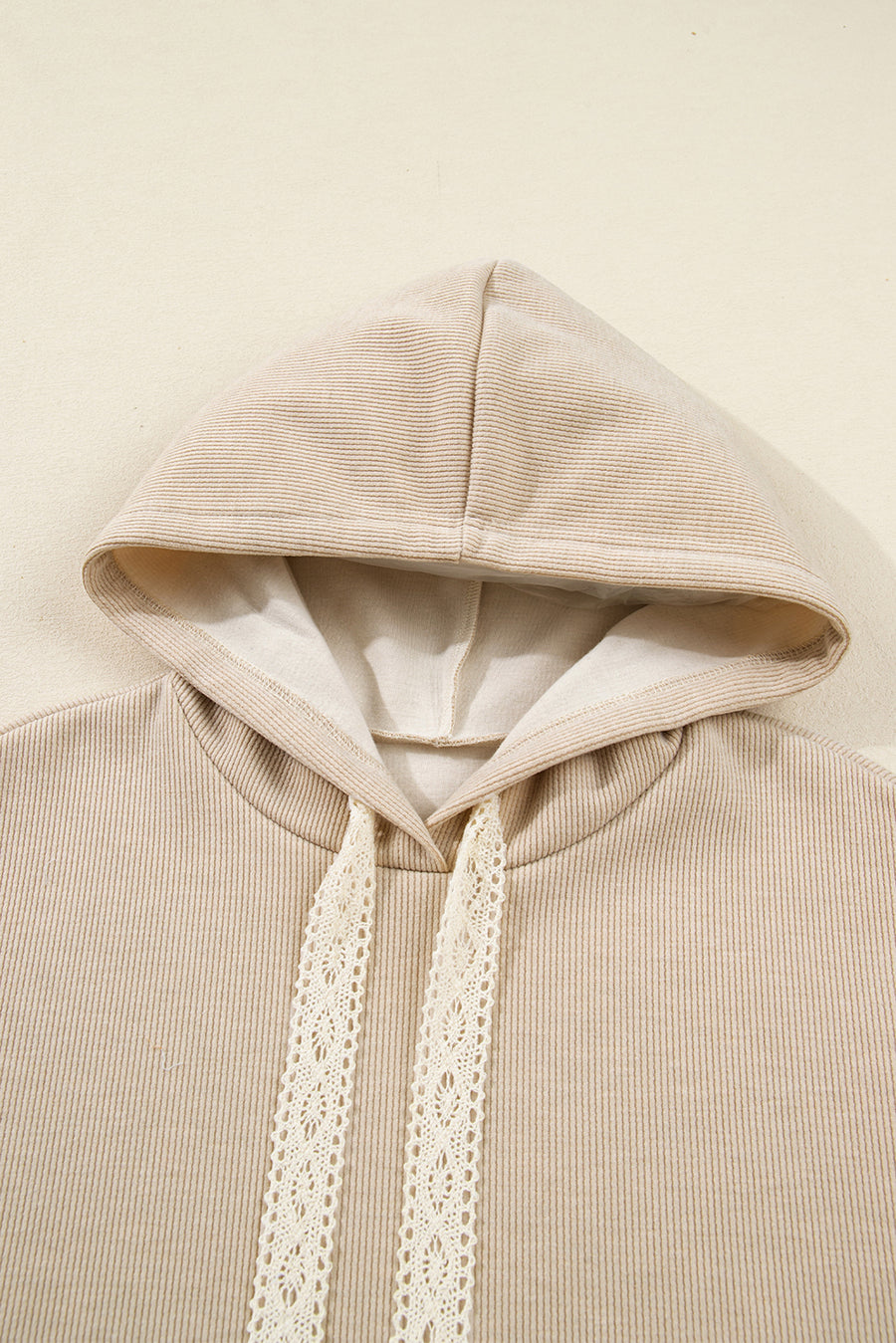 Contrast Drawstring Hoodie and High Waist Pants Corduroy Set- 5 Colors