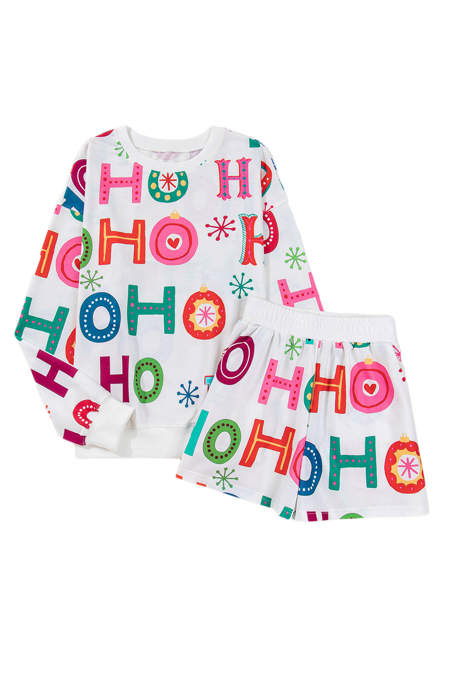 Pink Santa Claus Graphic Christmas Tree Long Sleeve Pajama Set- 2 Colors