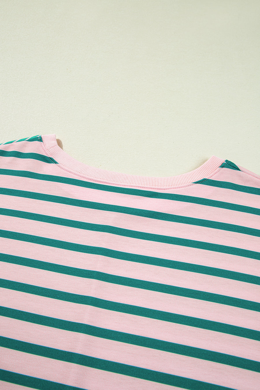 Plus Size Green & Pink Striped Color Block Patchwork Side Slit Sweatshirt