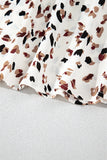 Leopard Print Mock Neck Long Sleeve Pleated Blouse- 2 Colors