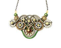 Kinetic Winged Gear Necklace 6004B