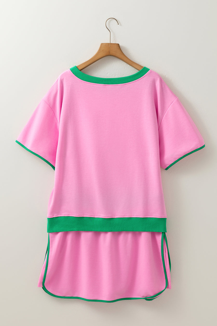 Plus Size Contrast Trim T-Shirt and Skort Two Piece Set- 3 Colors