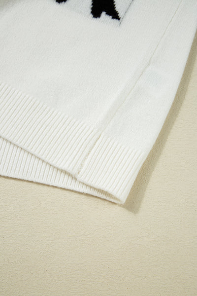 Black Bow Pattern Short Sleeve Knit Top