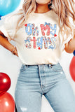 White Oh My Stars Patchwork Print Graphic T-Shirt