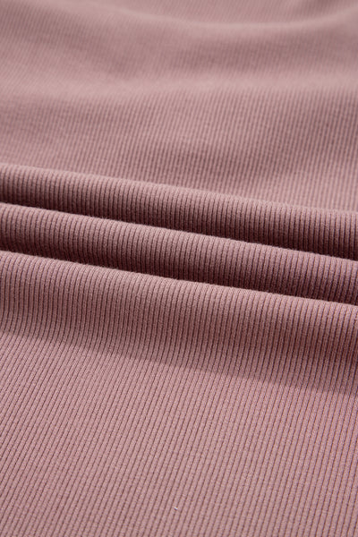 Burgundy Ruched Sweetheart Neck Ribbed Long Sleeve Top