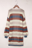 Blue Multi Openwork Color Block Knit Cardigan