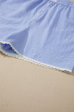 Gingham Button Detail Lace Trim Boxer Shorts- 2 Colors