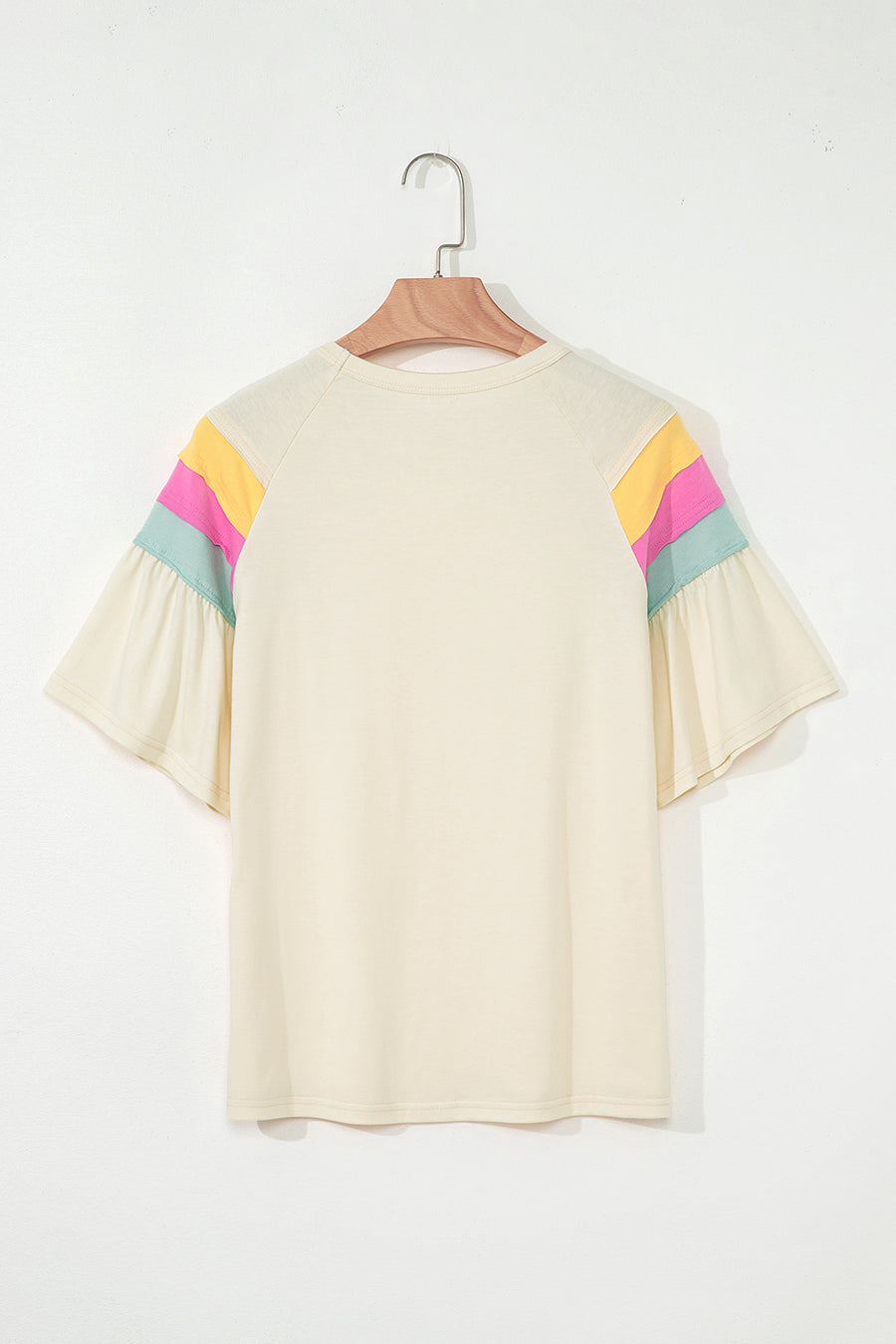 White Color Block Short Sleeve Crew Neck T-Shirt