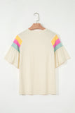 White Color Block Short Sleeve Crew Neck T-Shirt