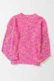 Hot Pink Multicolored Confetti Chunky Knit Sweater