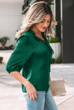 Frilled V-Neck Bow Detail 3/4 Sleeve Blouse- 2 Colors