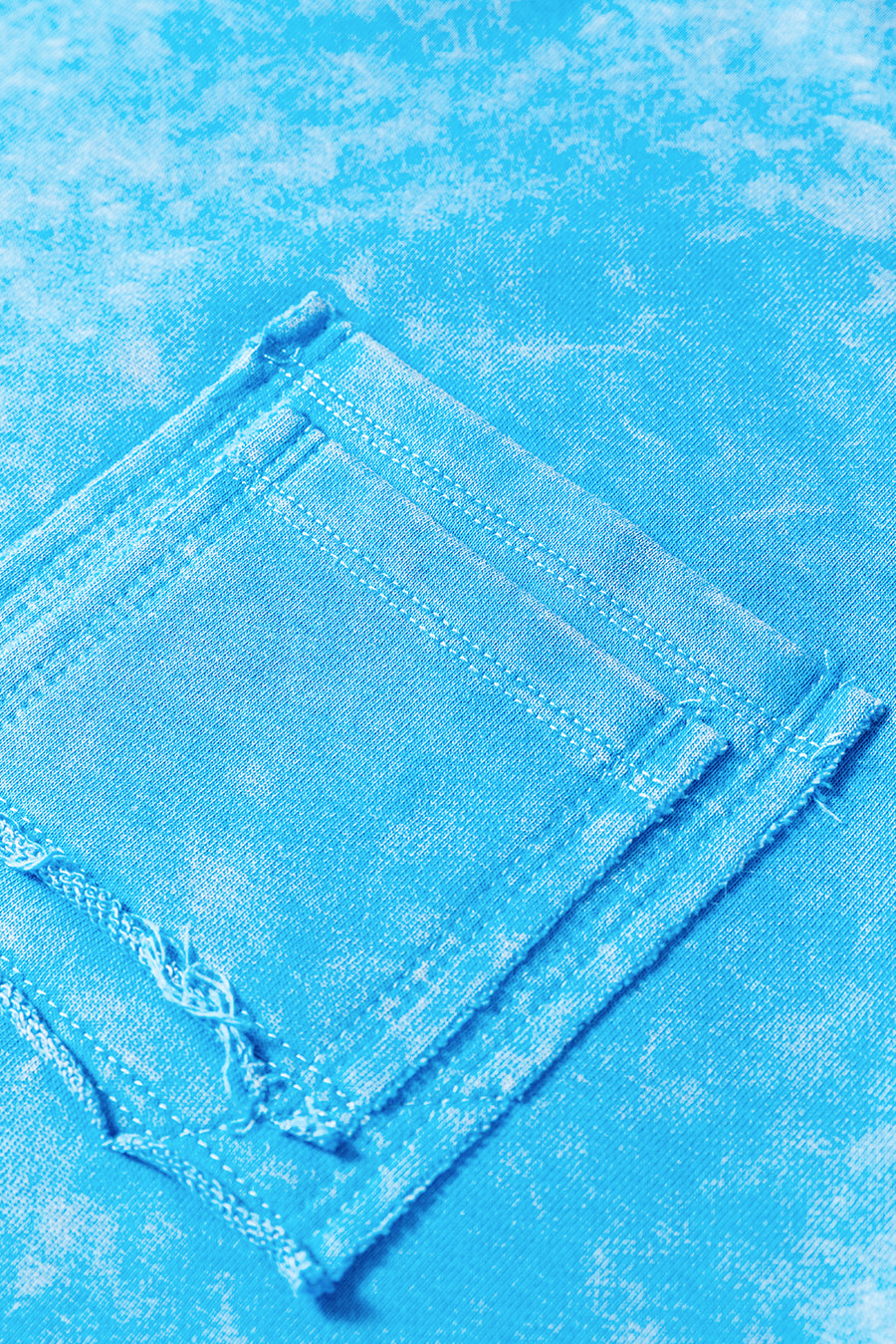 Turquoise Acid Washed Sweatshirt with Pockets