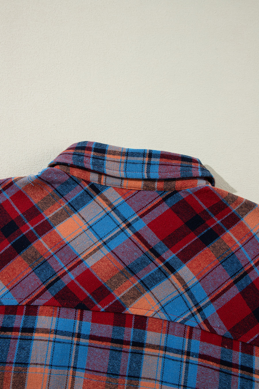 Red Plaid Print Drop Sleeve Loose Shirt Shacket