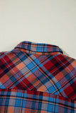 Red Plaid Print Drop Sleeve Loose Shirt Shacket