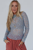 Floral Lace Sheer Long Sleeve Slim Fit Top- 3 Colors