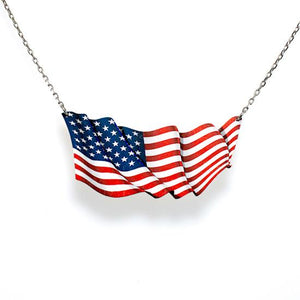 Waving American Flag Necklace #6152