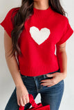 Heart Cropped Short Sleeve Mock Neck Sweater- 3 Colors