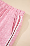 Contrast Trim Textured Crew Neck Top and Pocketed Skirt Set- 2 Colors
