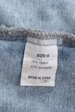 Light Blue Distressed Ripped Raw Hem Denim Jacket