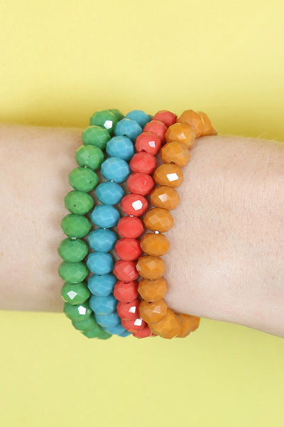 Four-Line Glass Beads Stretch Bracelet