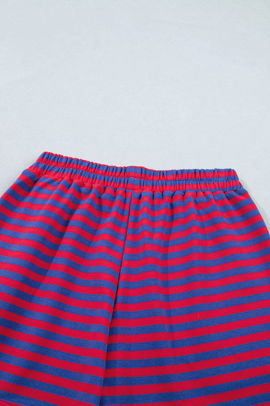 Striped Ribbed Short Sleeve T-Shirt and Shorts Set- 3 Colors
