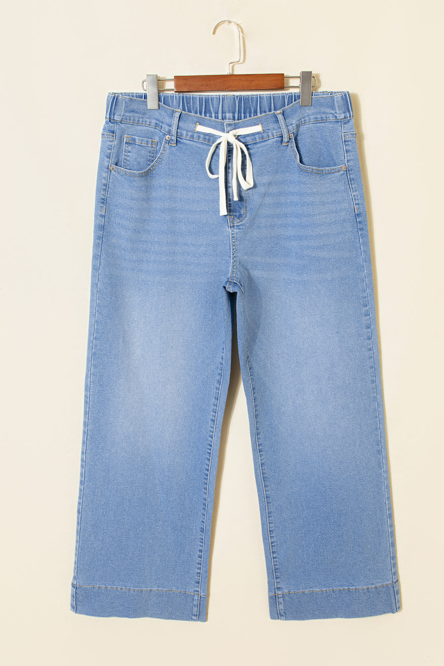 Plus Size Acid Wash Lace-Up Jeans- 4 Colors